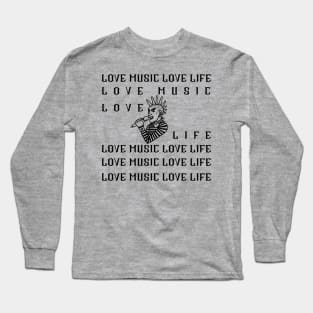 LOVE MUSIC LOVE LIFE - Black and white Punk Long Sleeve T-Shirt